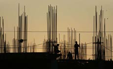 Labourers workin a high-rise building in Shahid Nagar, Bhubaneswar