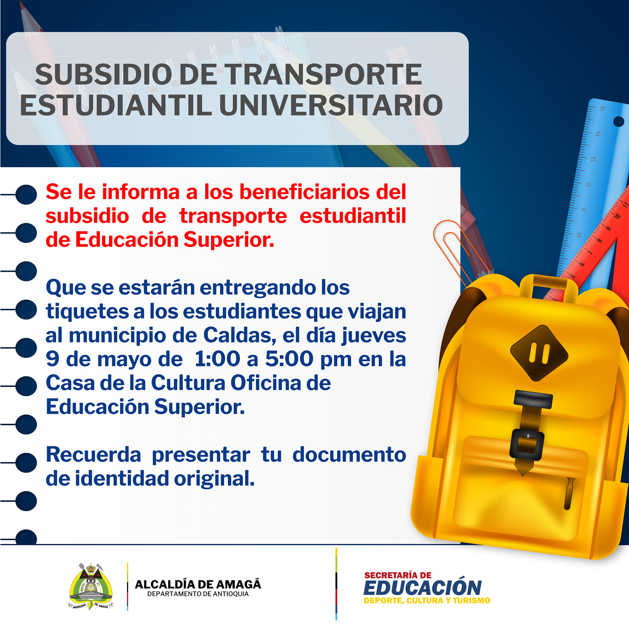 Subsidio de transporte estudiantil universitario