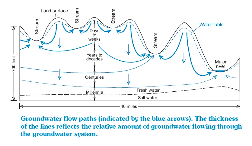 Groundwater flow paths