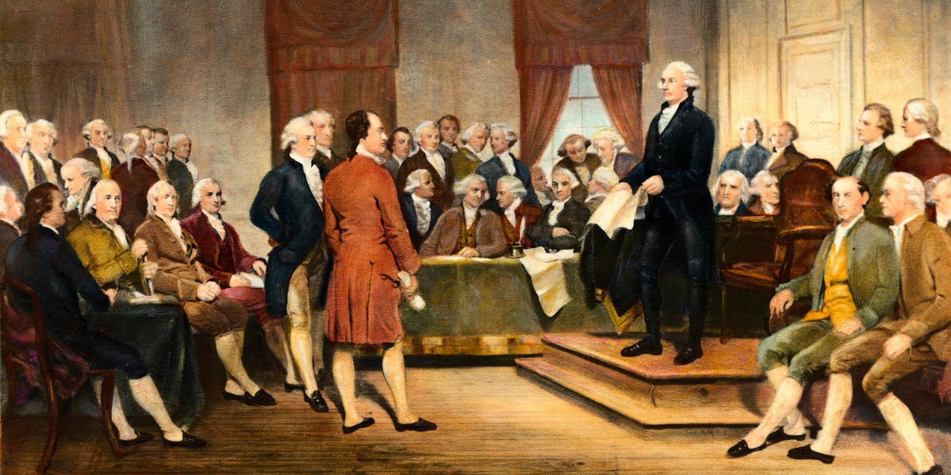 Signing of the United States Constitution(Original Caption) The signing of the United States Constitution in 1787. Undated painting by Stearns.