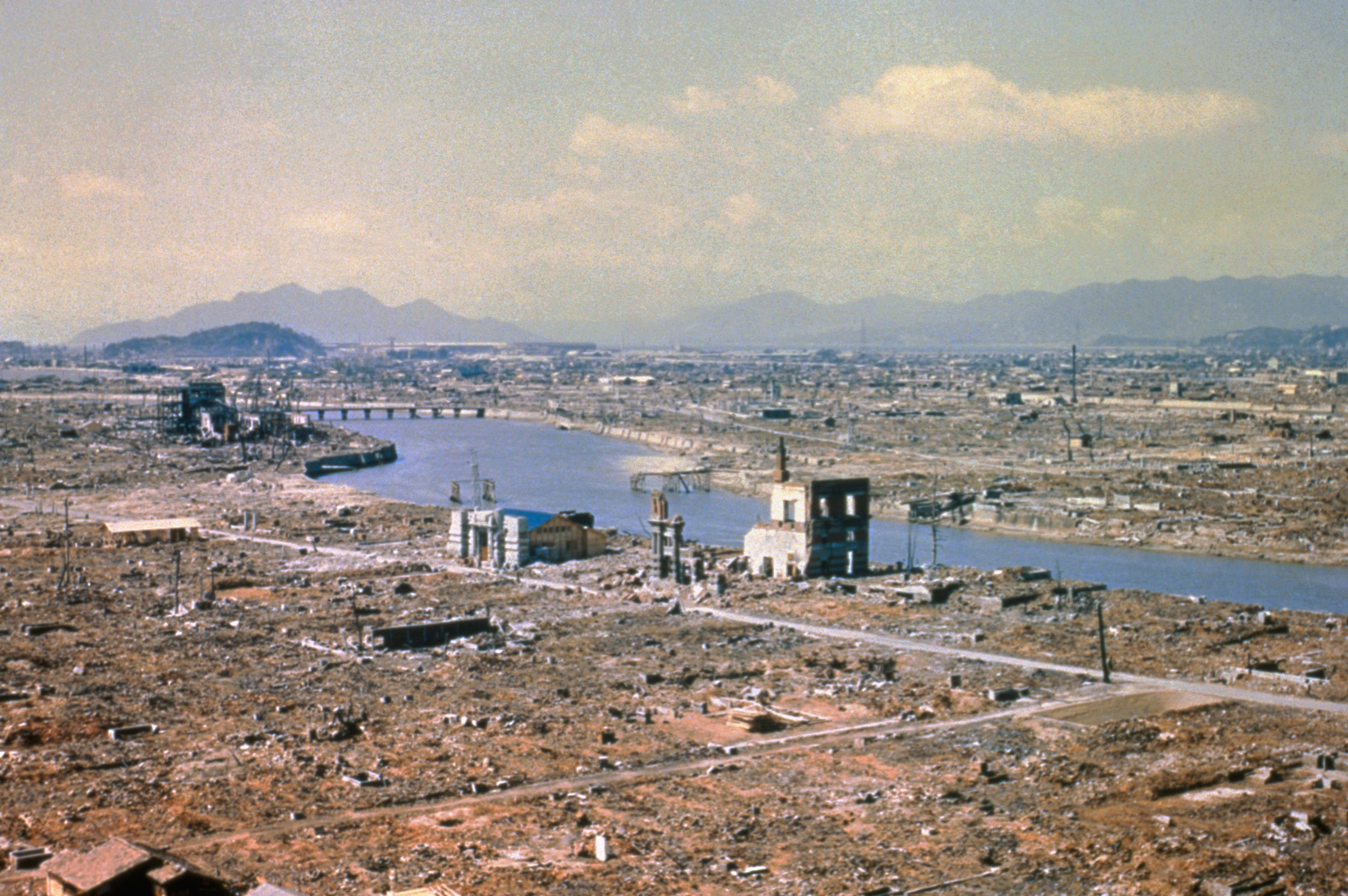 Aftermath of Hiroshima bombing, World War II, 1945