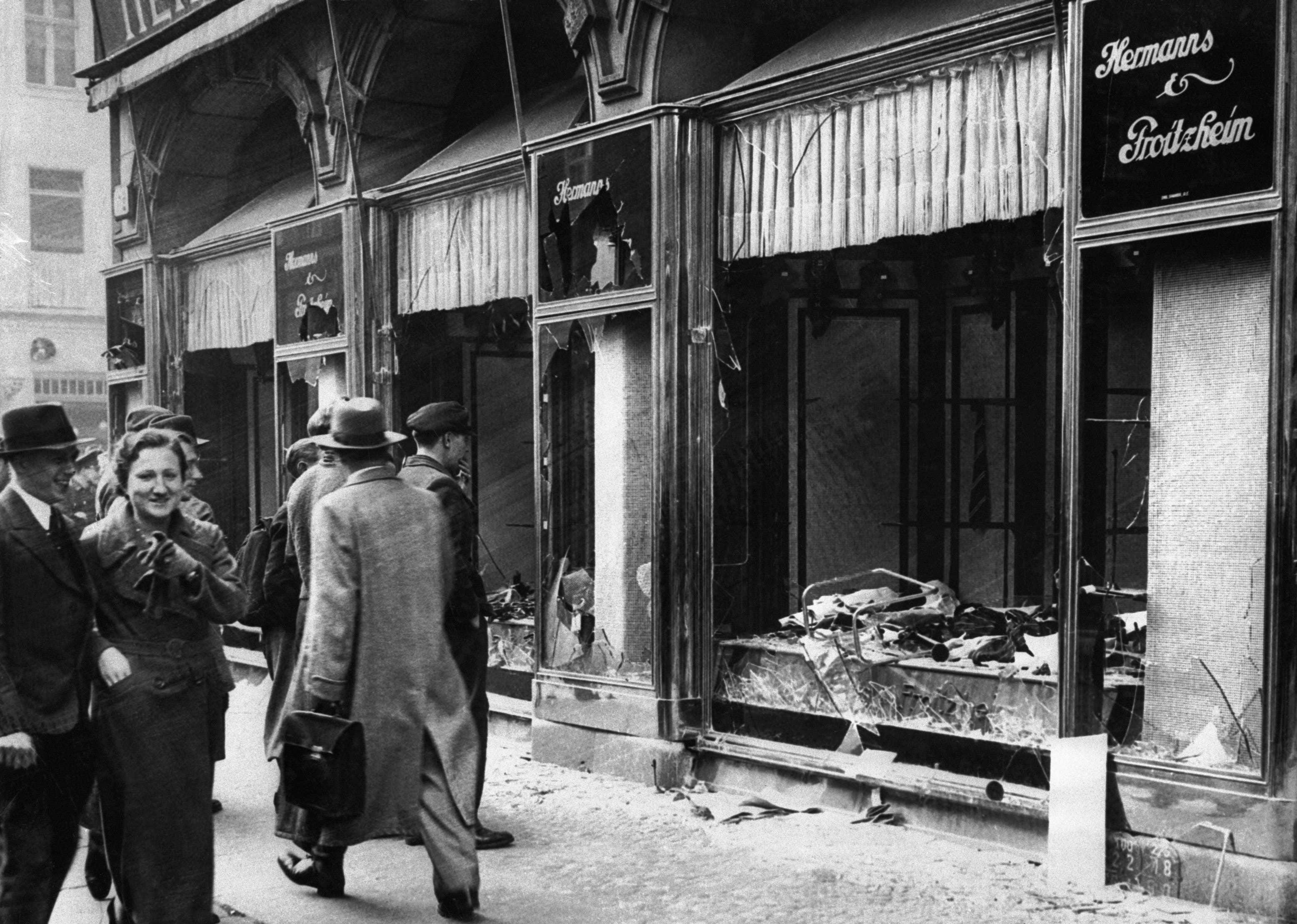 Jewish business destroyed during Kristallnacht, 1938