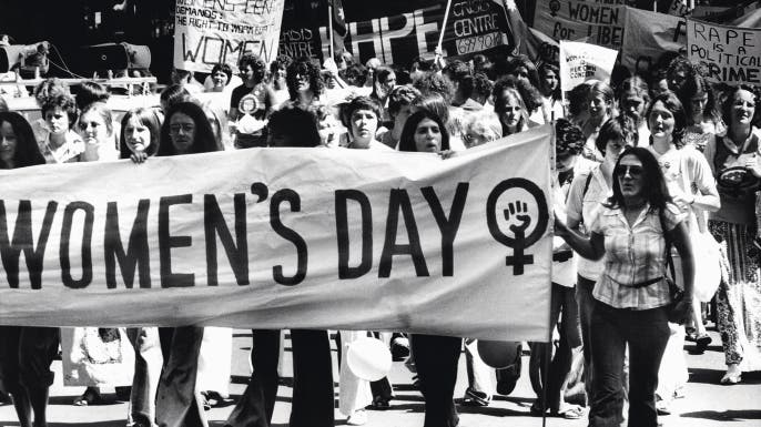 International Women's Day marchers in 1977