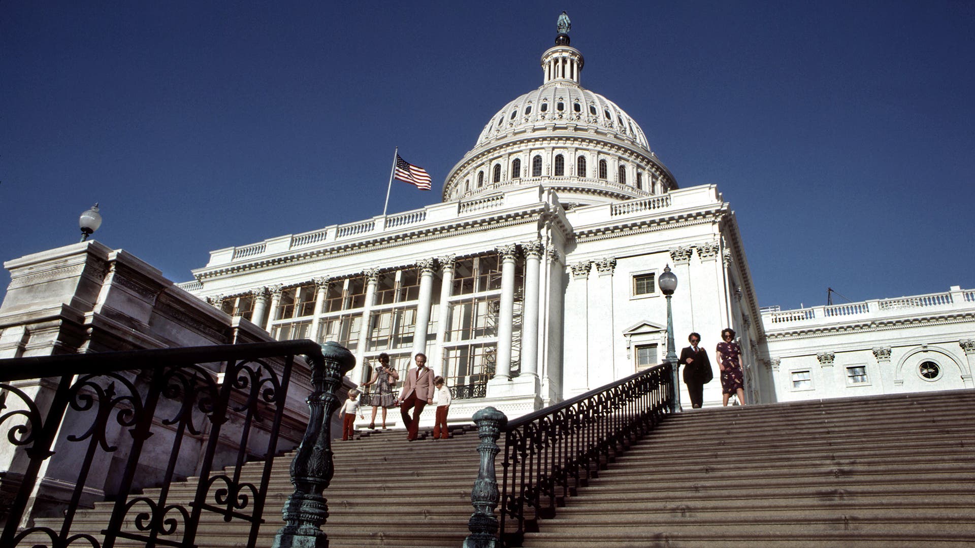 Visitors leave the United States Capitol, the seat of the United States Congress and the legislative branch of the U.S. government, in Washington, D.C.