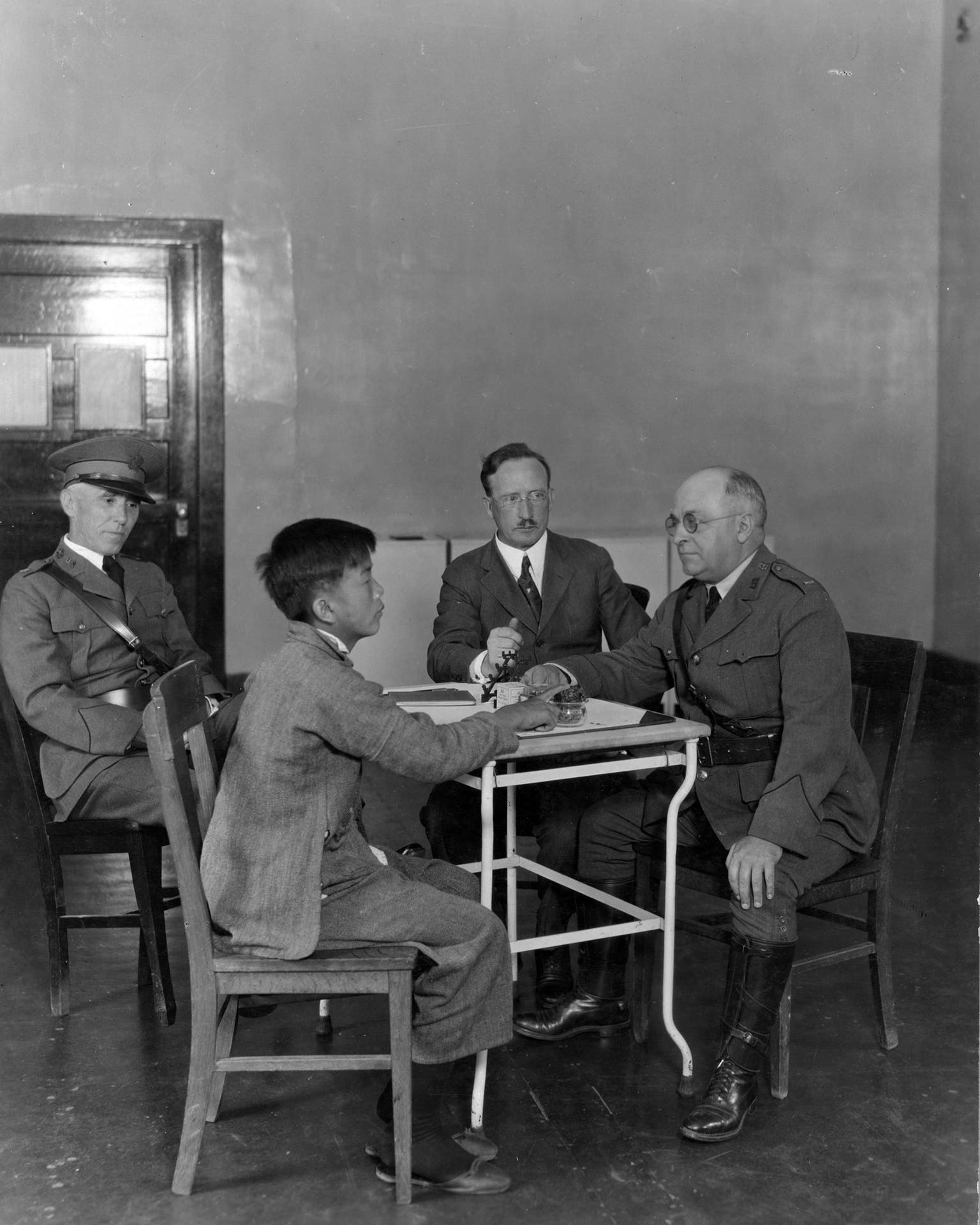 Man interviewed at Angel Island Immigration Station, Tiburon, California, 1923