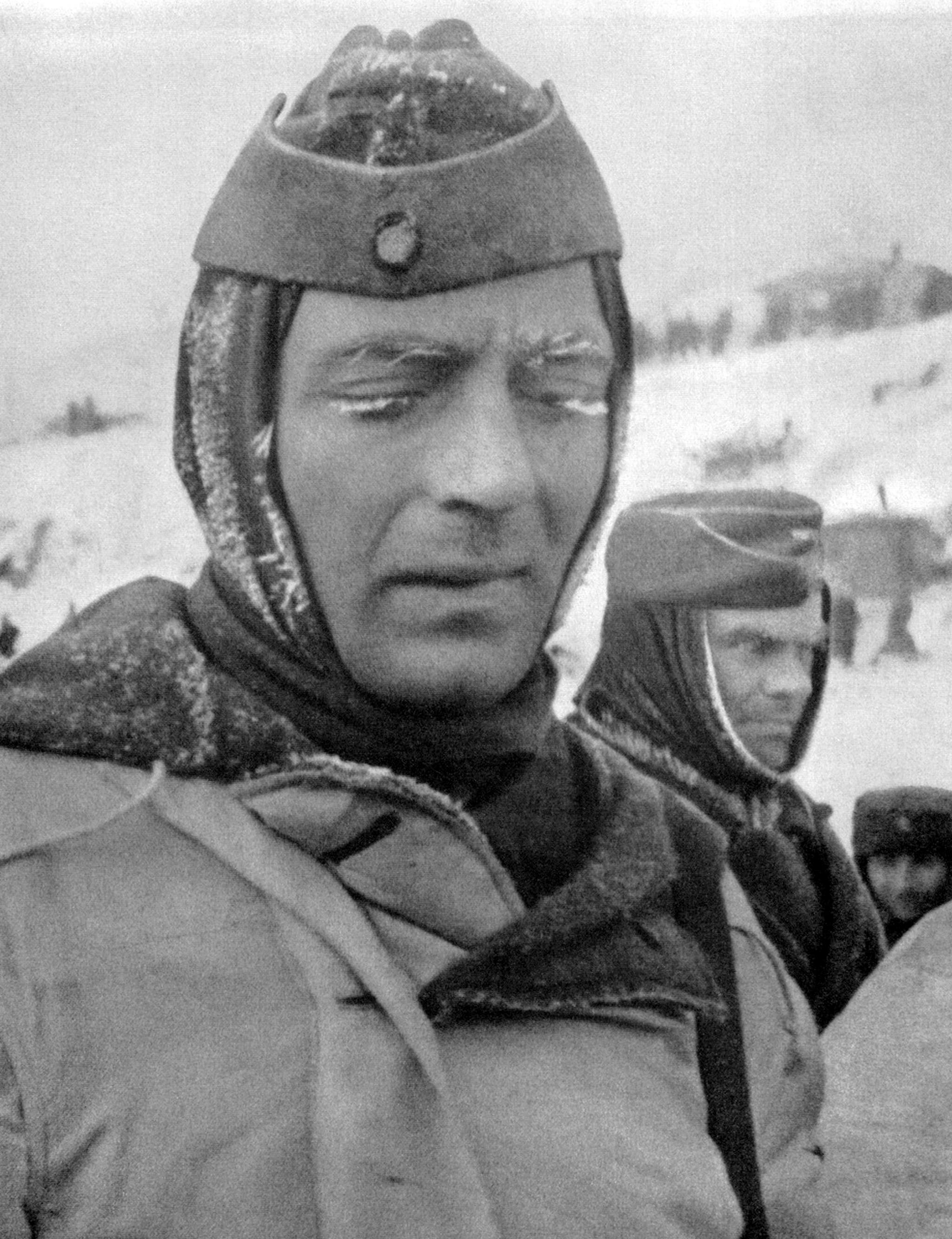 German soldiers exposed to bitter sub-zero conditions at Stalingrad, winter 1942-1943.
