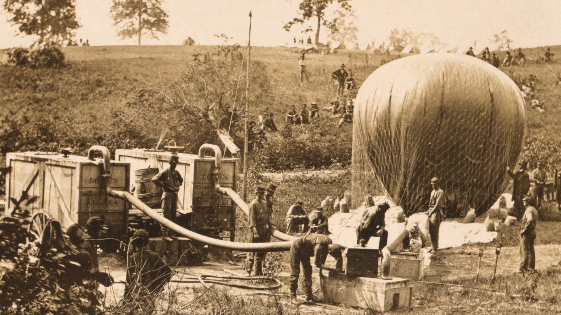 A military balloon deployed in the Civil War near Gaines Mill, Virginia (Photo by Buyenlarge/Getty Images)