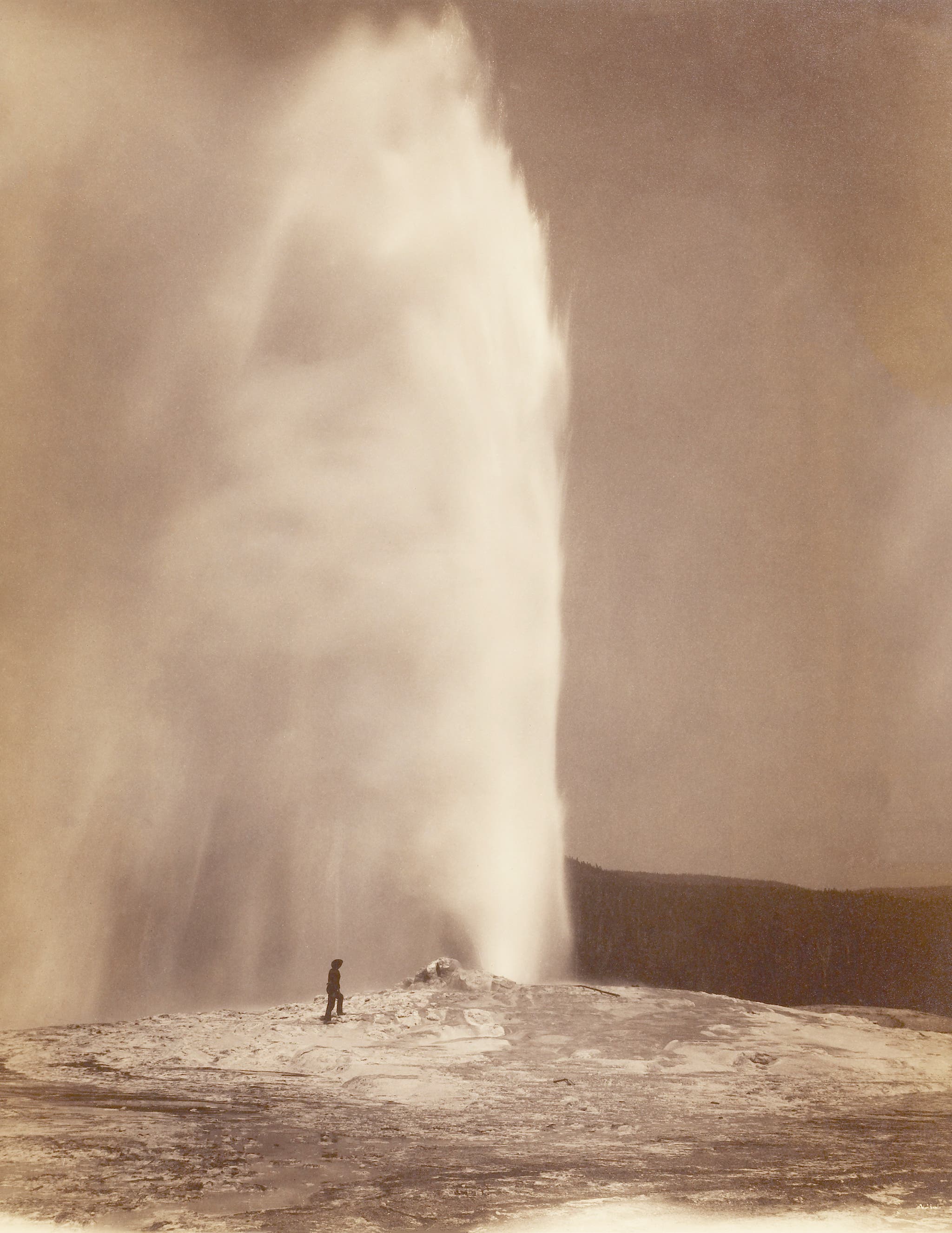 Old Faithful, as photographed by William Henry Jackson (1843-1942); albumen print, 1870.