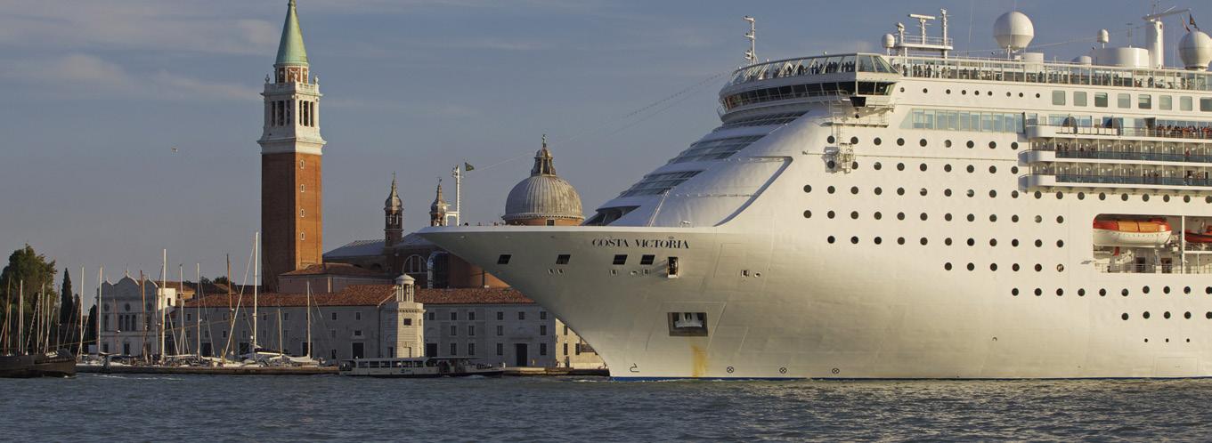 A giant cruise ship looms over Venice
