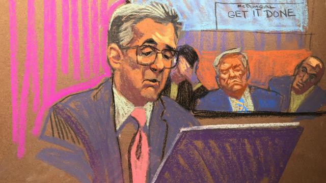 Michael Cohen testifies at former President Donald Trump's trial in New York on Monday, May 13, 2024. 