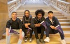 Julian Spencer, Boogie Davis, JD Mansaray and Jose Perez of Good Trouble attend Literacy Day in April at the State Capitol.