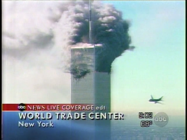 screenshot of 9/11 footage