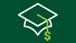 Icon of graduation gap with dollar sign