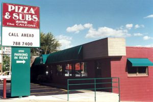 The front façade of the fabulous Pizza & Subs restaurant in Rock Island, Illinois.