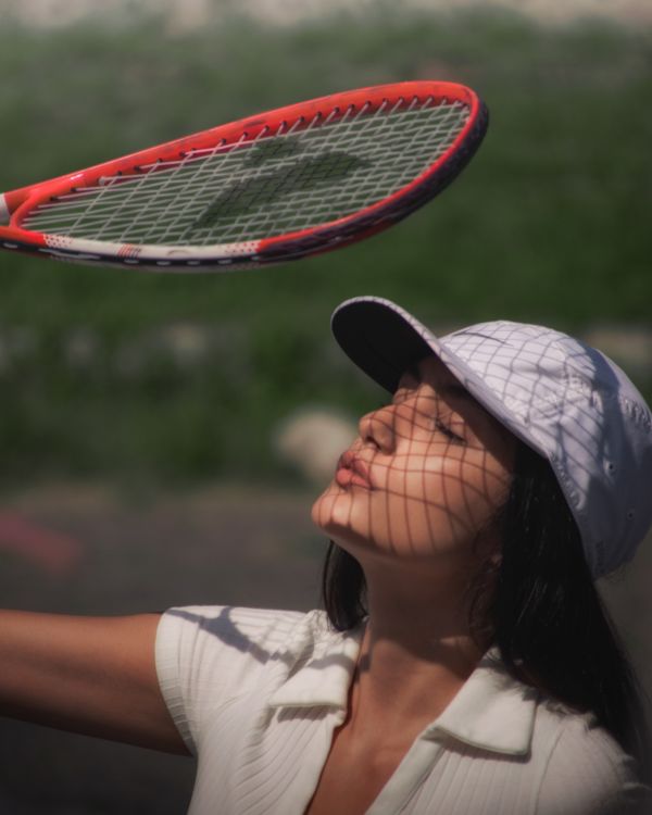 kvinna,Racketlon,sportutrustning,huvud,läpp,hatt