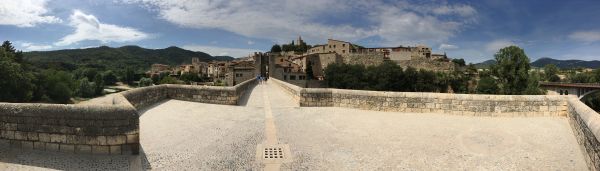 medieval, pueblo, puente, Girona, España, Besalu