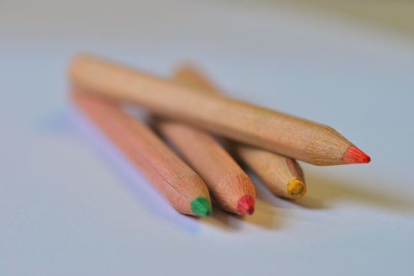 Kunst, blyant, farge, skole, utdanning, isolert