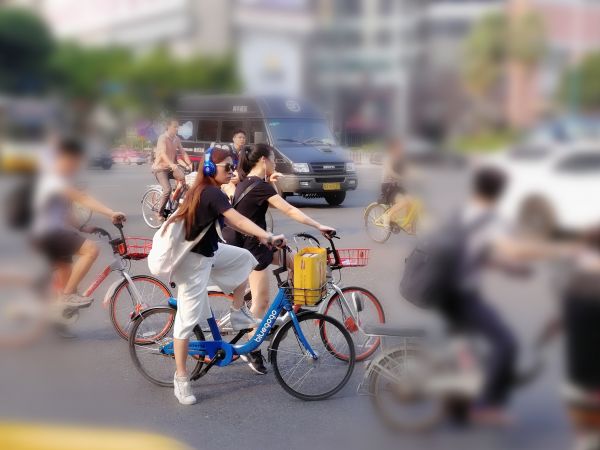 bicicletta, bicicletta, mattina, vita di città, traffico, lavoro d'ufficio