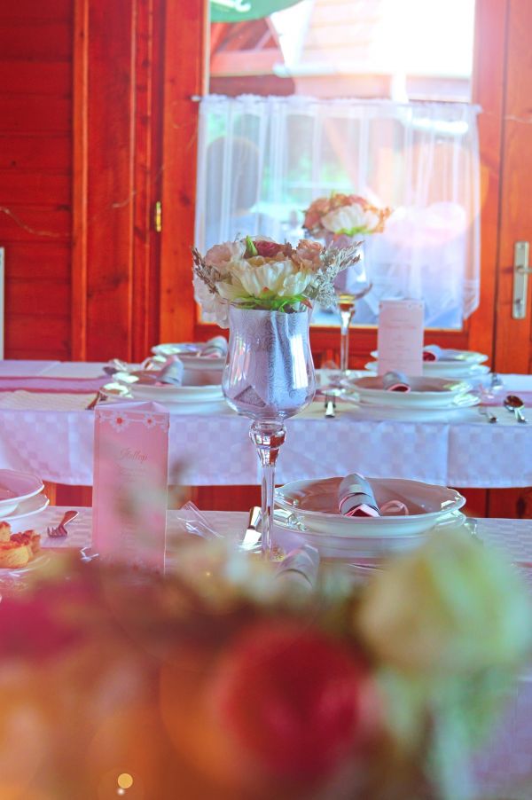 bryllup, bord, dekorasjon, innstilling, hvit, vakker