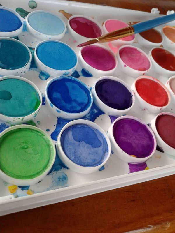 farge,kunstner,maling,oransje,keramisk,blå