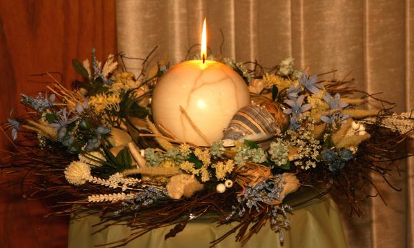 ramo, flor, decoração, mesa, luz, celebração