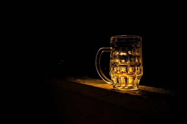 喝,灯光,光,晚,杯子,黑暗