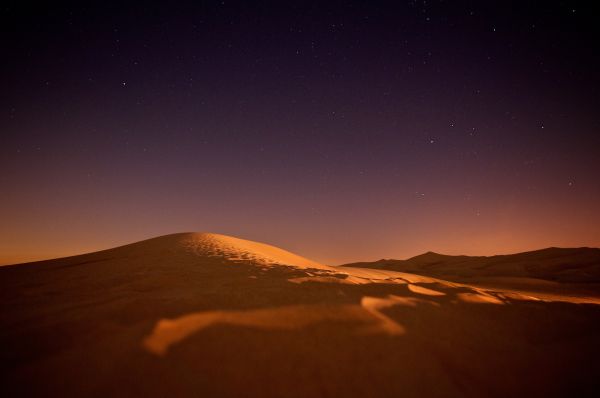 horizon,nacht,ster,landschap,zand,woestijn