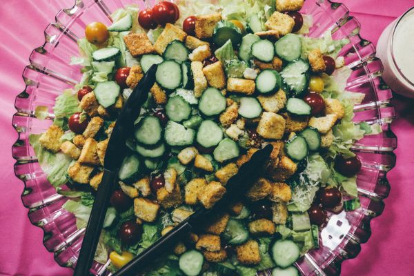 tafel, schotel, maaltijd, eten, salade, groen