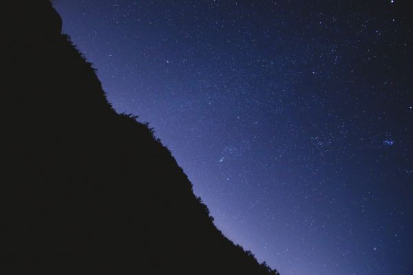 silueta,nebe,noc,hvězda,sklon,atmosféra