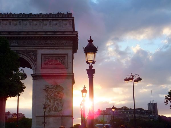 nat,Paris,bybilledet,solnedgang,skumring,aften
