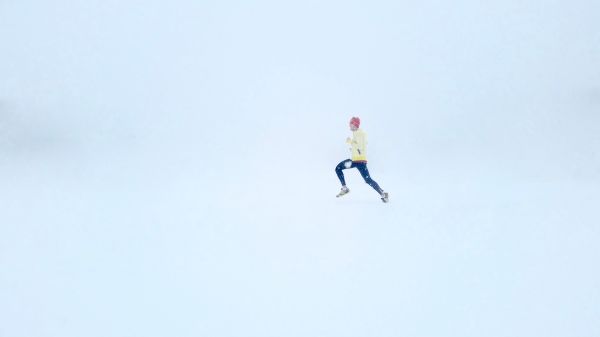 henkilö, hyppy, lumi, talvi-, juoksu, juosta