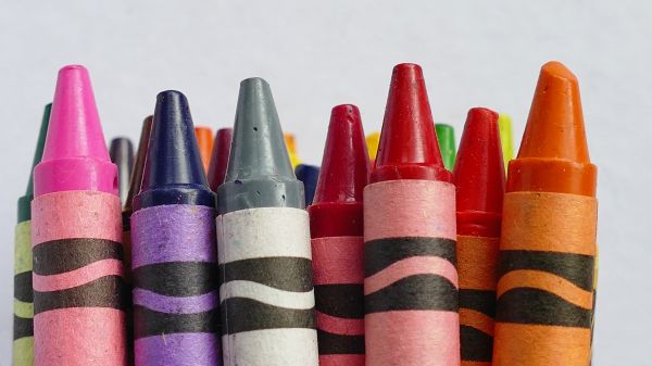 blyant, gruppe, oransje, grønn, lilla, kid