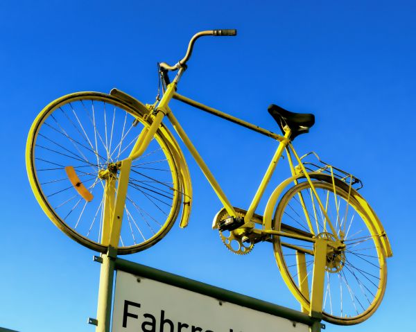 ruota, bicicletta, bicicletta, veicolo, attrezzatura sportiva, giallo