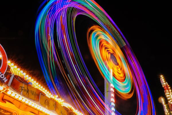luz,noite,roda gigante,Parque de diversões,cor,parque