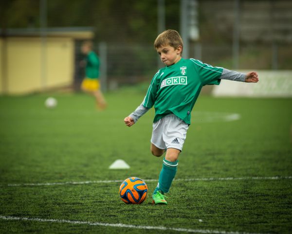 зелен,играя,футбол,дете,футбол,плейър