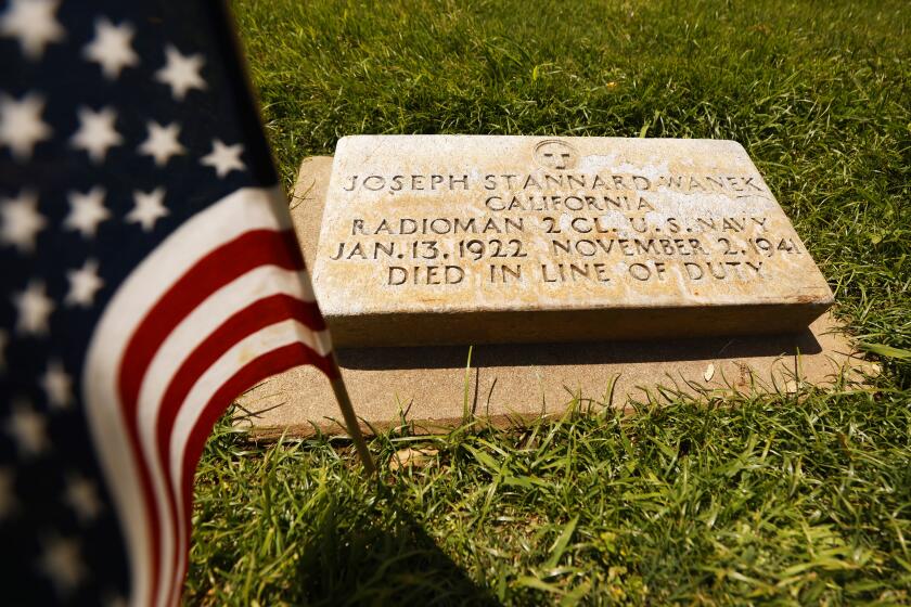Escondido, CA - May 22, 2024: The grave of Joseph Wanek at Oak Hill Memorial Park in Escondido on May 22, 2024. (K.C. Alfred / The San Diego Union-Tribune)