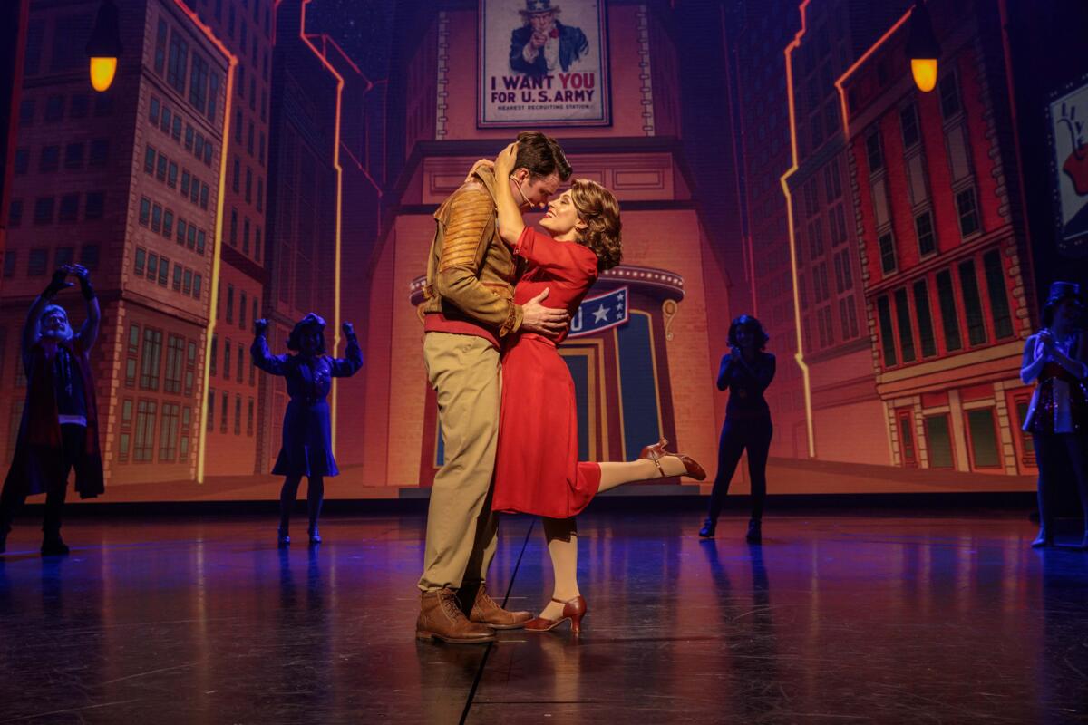Steve Rogers and Peggy Carter in "Rogers: The Musical" at Disney California Adventure Park in Anaheim.