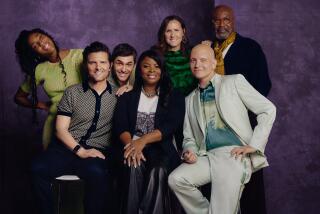 APRIL 29: (L-R) Jessica Williams, Adam Scott, Phil Dunster, Janelle James, Molly Shannon, Anthony Carrigan and Delroy Lindo are photographed for the 2023 Emmy Roundtables - Comedy in the Los Angeles Times headquarters in El Segundo, CA on April 29, 2023. (Alex Harper / For The Times)