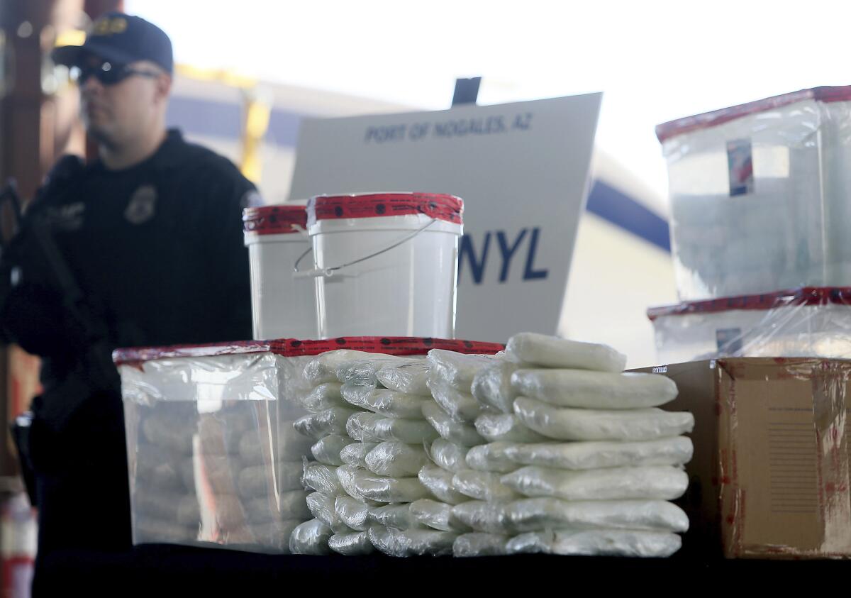Drugs seized by U.S. Customs and Border Protection officers is shown in 2019 in Nogales, Ariz.
