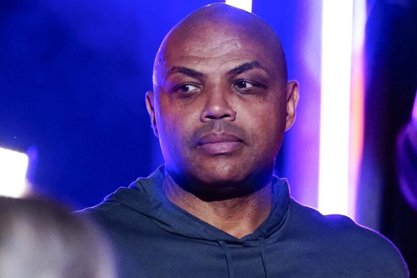 NBA Hall of Famer and former Phoenix Suns star Charles Barkley is introduced during halftime 