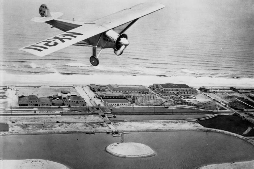 The Sport of St. Louis flies over Belmont Park in 1927. (ONE TIME USE)