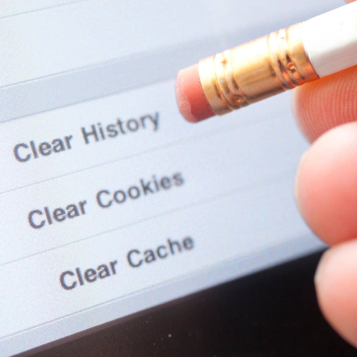 An eraser hovering over clear history button.