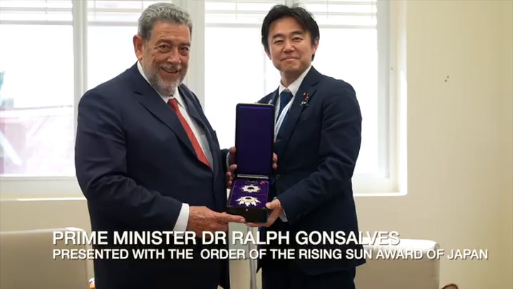St Vincent's PM Gonsalves receives Japan's Order of the Rising Sun