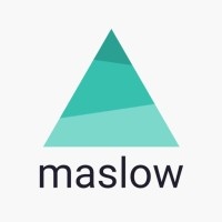 Logo with a stylized turquoise triangle above the word "maslow" in lowercase letters.