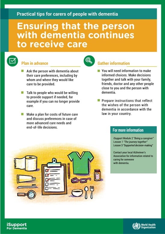 Ensuring that the person continue to receive care - dementia poster