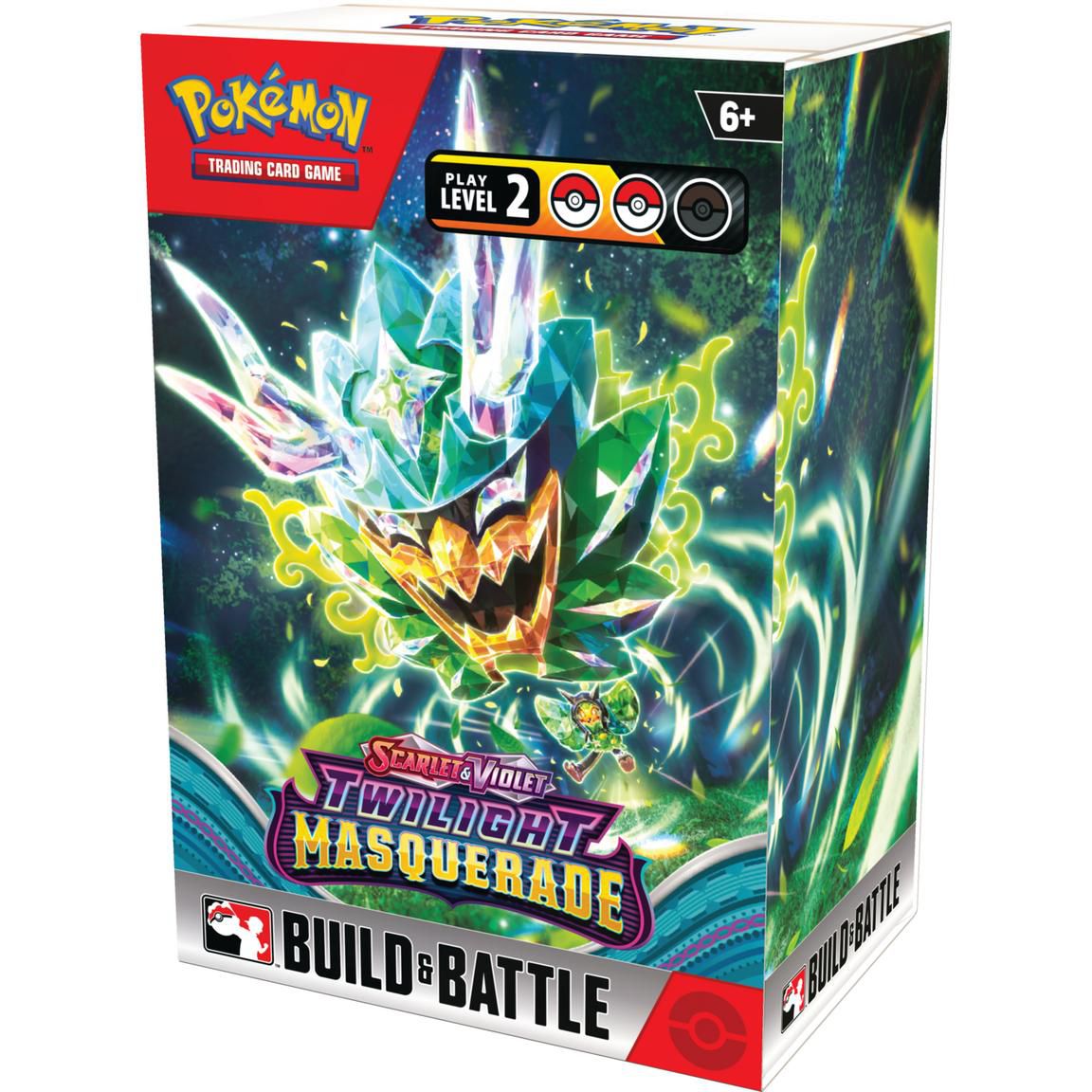 A Build and Battle Pokémon TCG box for Twilight Masquerade, featuring an Ogerpon on the cover.