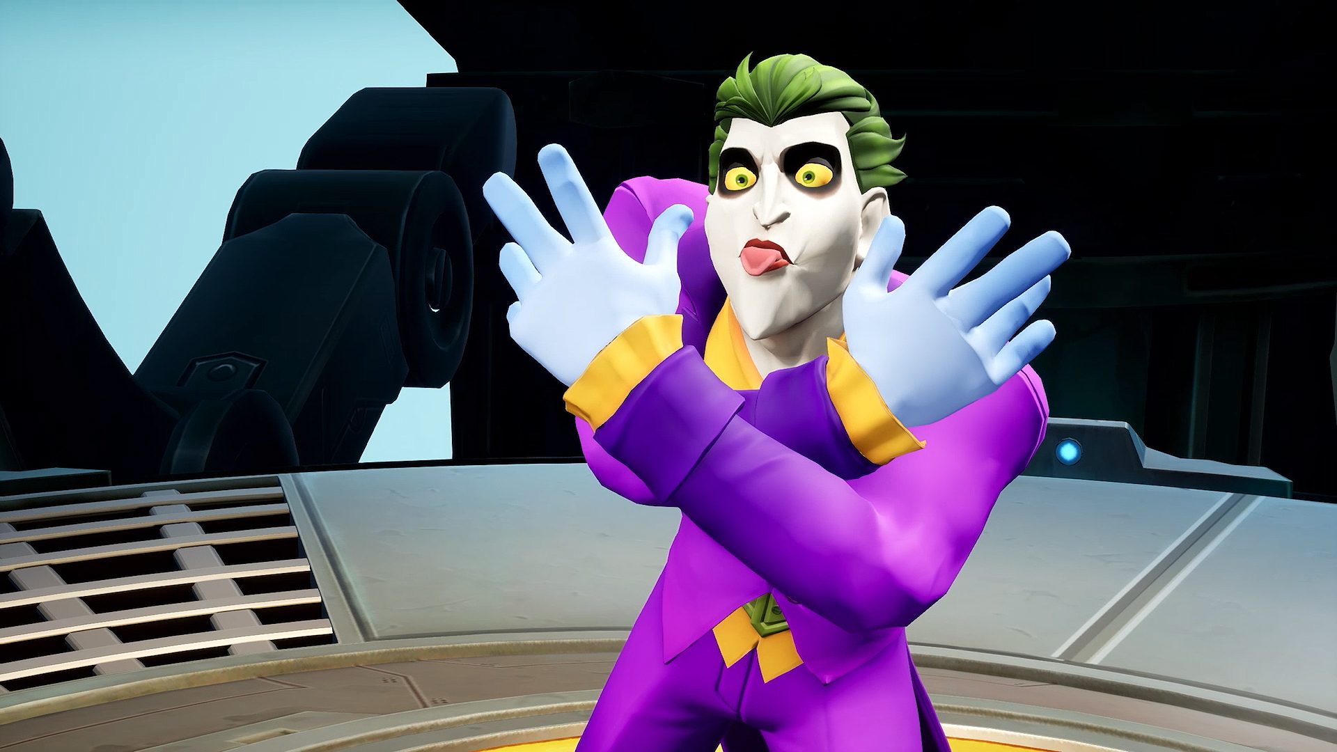 The Joker crosses his arms and sticks out his tongue in a screenshot from MultiVersus