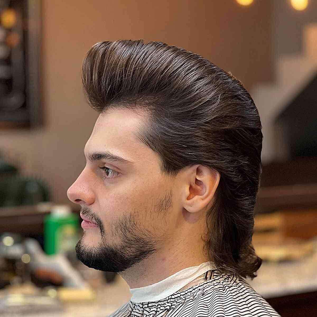 Long Hair Pompadour Style on Men's Fine Texture