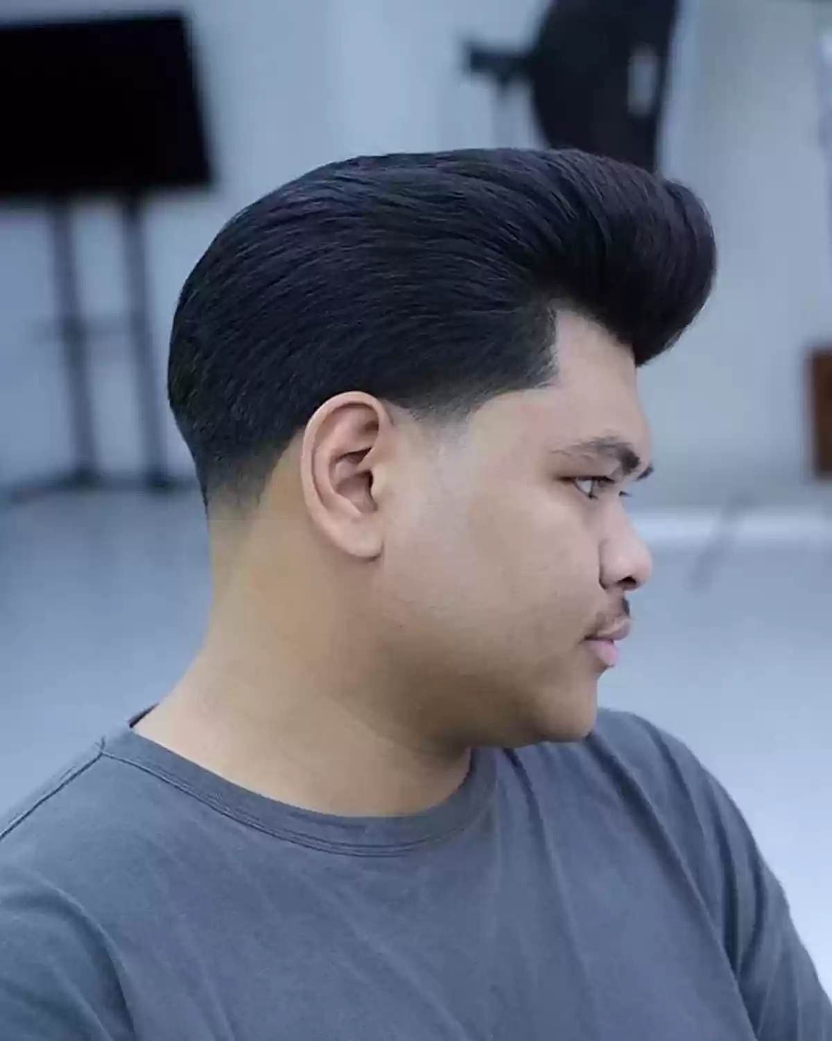 Pomp Style and Temple Taper for Men's Thick and Black Hair