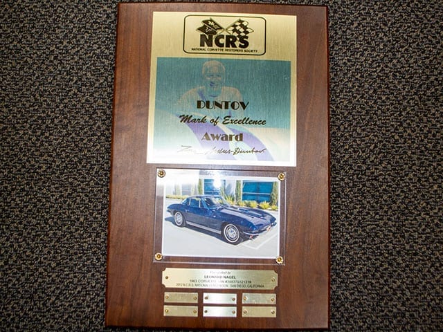 1963 blue corvette split window coupe duntov award 1